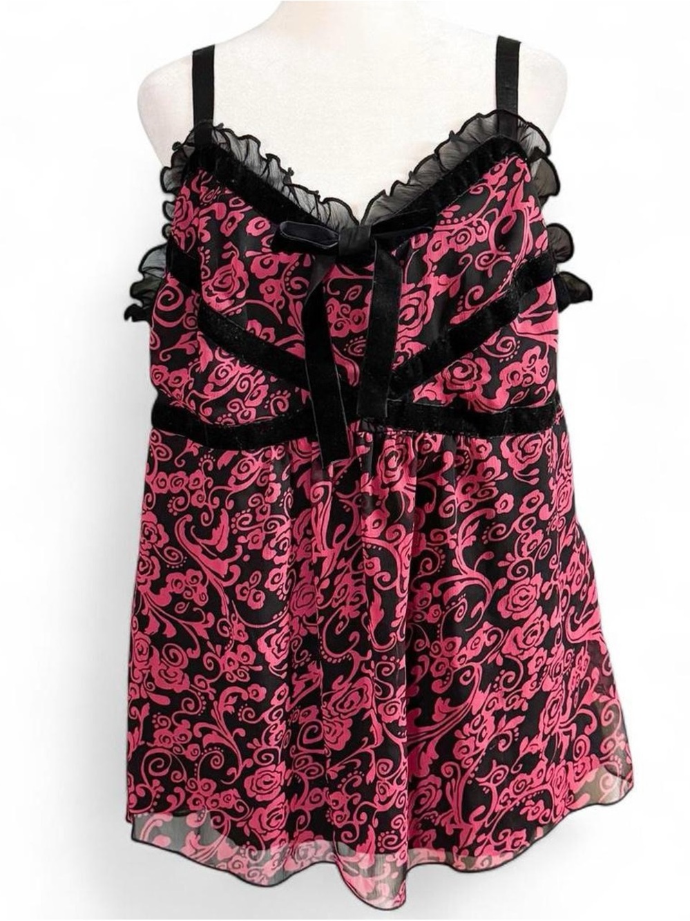 Torrid Pink & Black Floral Print Camisole Size 2 (2X) Plus Size